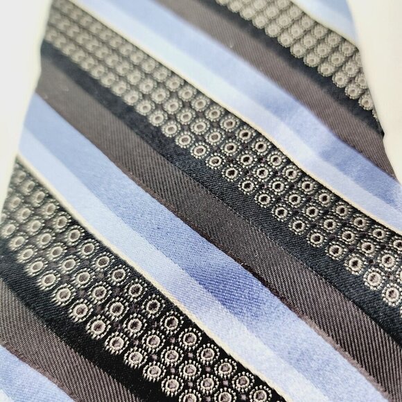 JOHN W. NORDSTROM Men's 100% Silk Necktie USA Designer Striped Blue/Black EUC - Picture 3 of 10